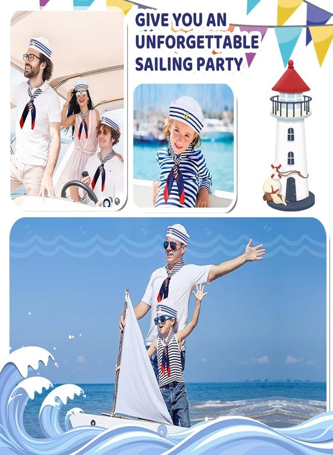 PATPAT® Sailor Hat and Scarf Set for Women Men Navy Outfit Blue with White Sailor Hat Captain Hat Sailor Scarf - Image 5